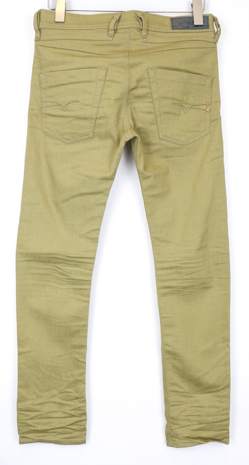 DIESEL Belther 0847E vyriški džinsai W27 Slim Taper Fit rudos medvilnės tamprės 