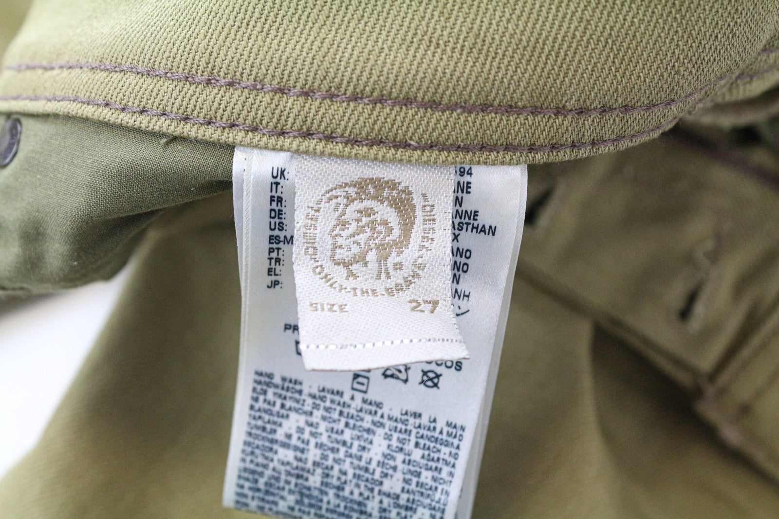 DIESEL Belther 0847E vyriški džinsai W27 Slim Taper Fit rudos medvilnės tamprės 