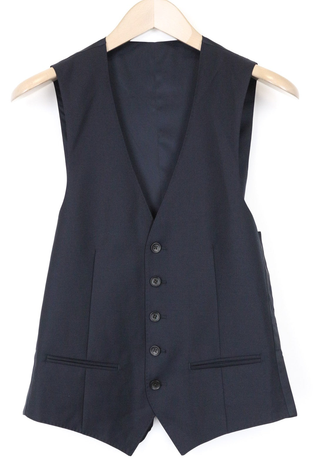 SUITSUPPLY Ferrara vyriška liemenė UK32R tamsiai mėlyna vilnonė V formos iškirpte, vienaeilė 