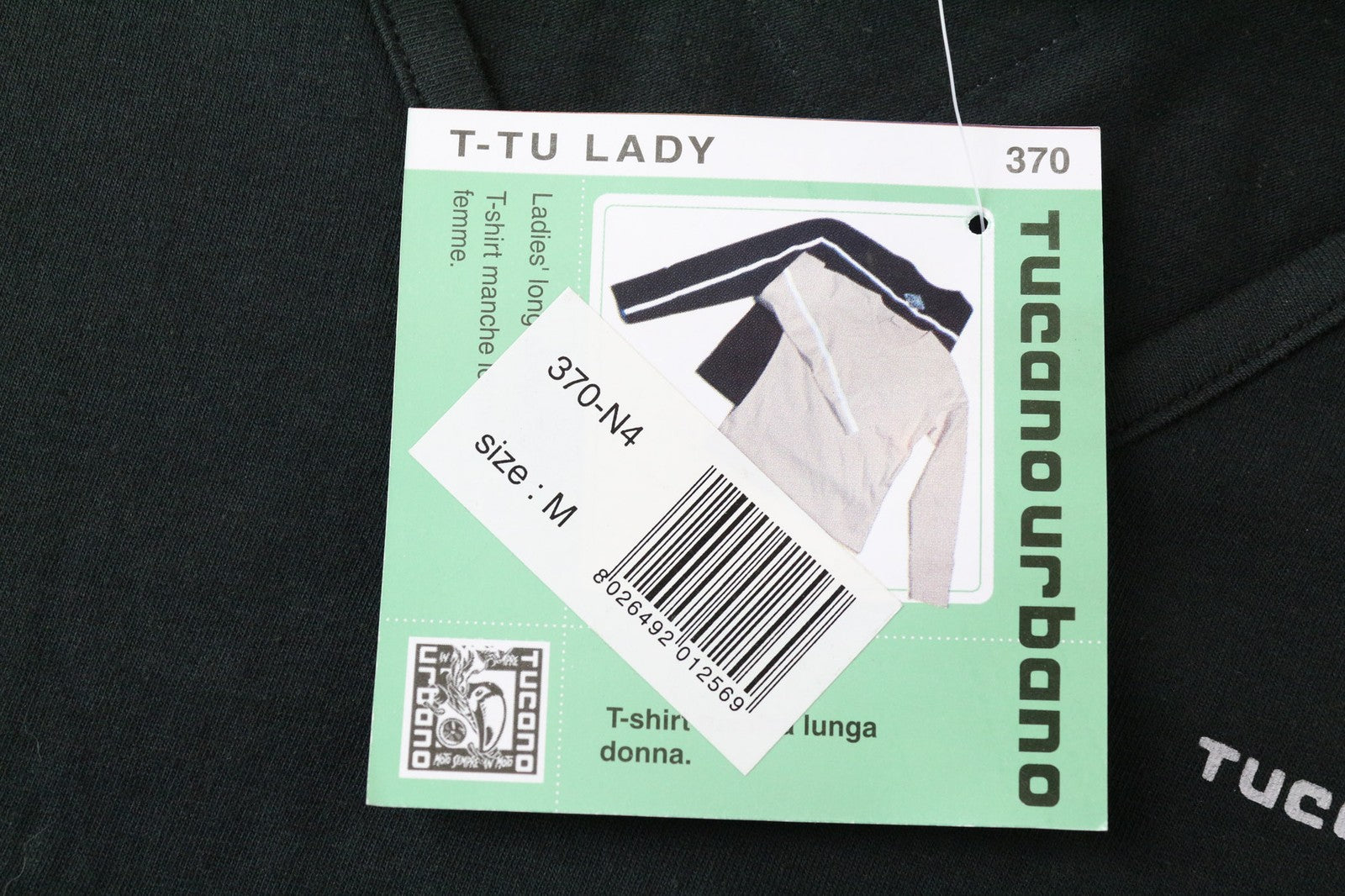 TUCANO URBANO T-TU moteriški marškinėliai M, juodi, ploni, ilgomis rankovėmis, V formos iškirpte 