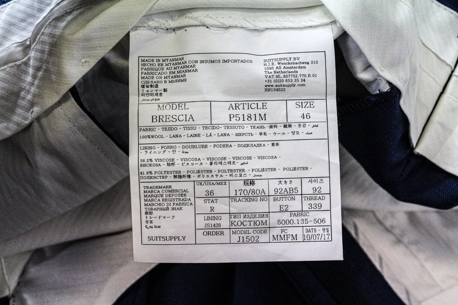 SUITSUPPLY Brescia vyriškos kelnės, UK36R, mėlynos, su vilnoniu pamušalu, klostuotos, oficialios 