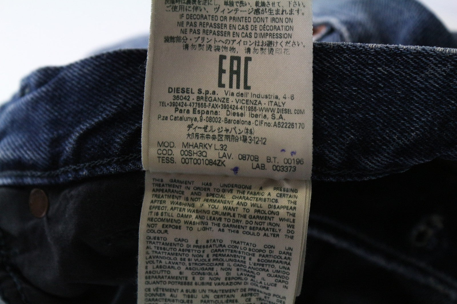 DIESEL Mharky 0870B Men's Jeans W34/L32 Slim Skinny Washed Blue Jean