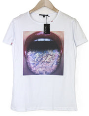 VKING Men's Printed T-Shirt S White Cotton Logo Short Sleeve Pullover