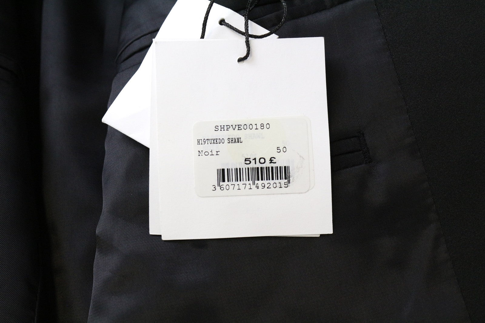 SANDRO vyriškas švarkas 50 juodas vilnos mišinio smokingo skara su atvartu, vienaeilis 