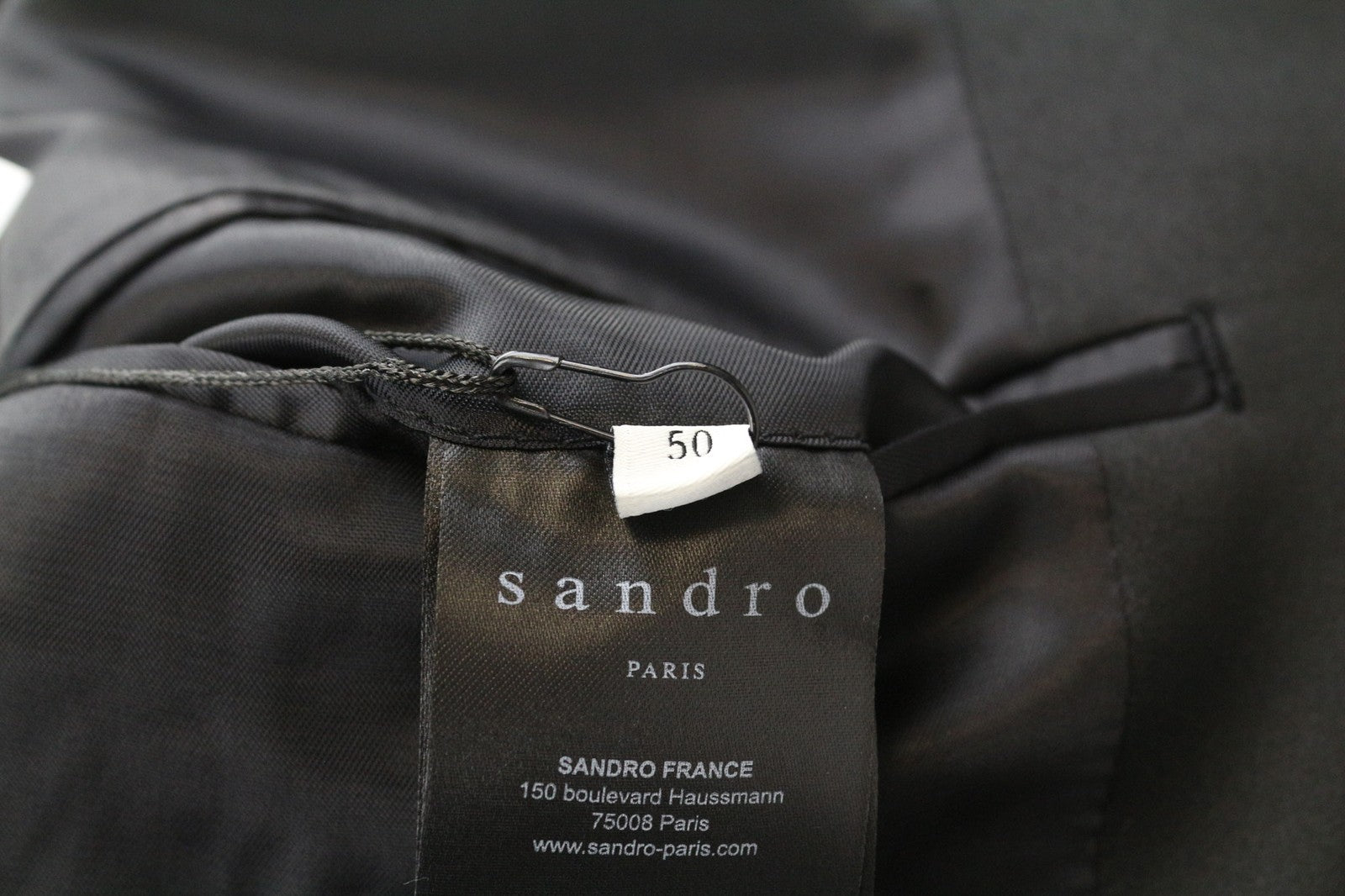 SANDRO vyriškas švarkas 50 juodas vilnos mišinio smokingo skara su atvartu, vienaeilis 