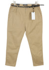 MAISON SCOTCH Women Trousers W30/L32 Beige Belted Slim Fit Cropped Chino