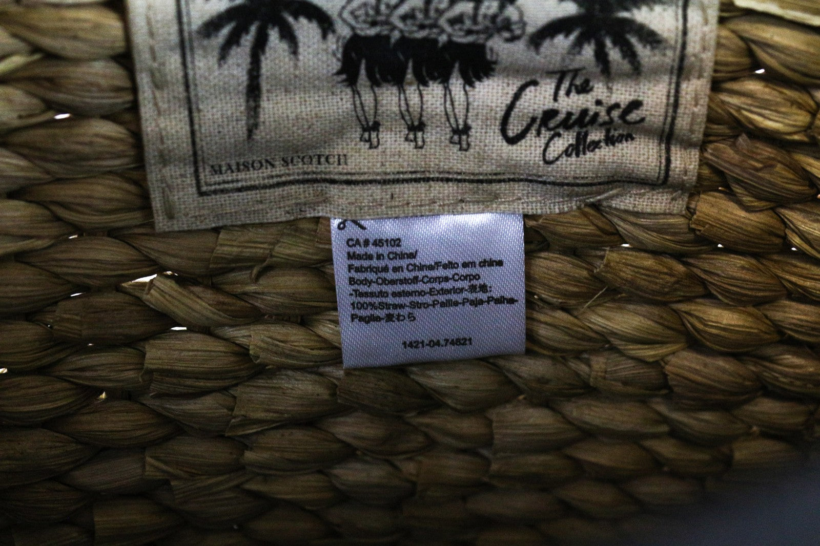 MAISON SCOTCH moteriškas krepšys OS šviesiai rudos spalvos šiaudų rašto vasarinė pintinė delninė be pamušalo 