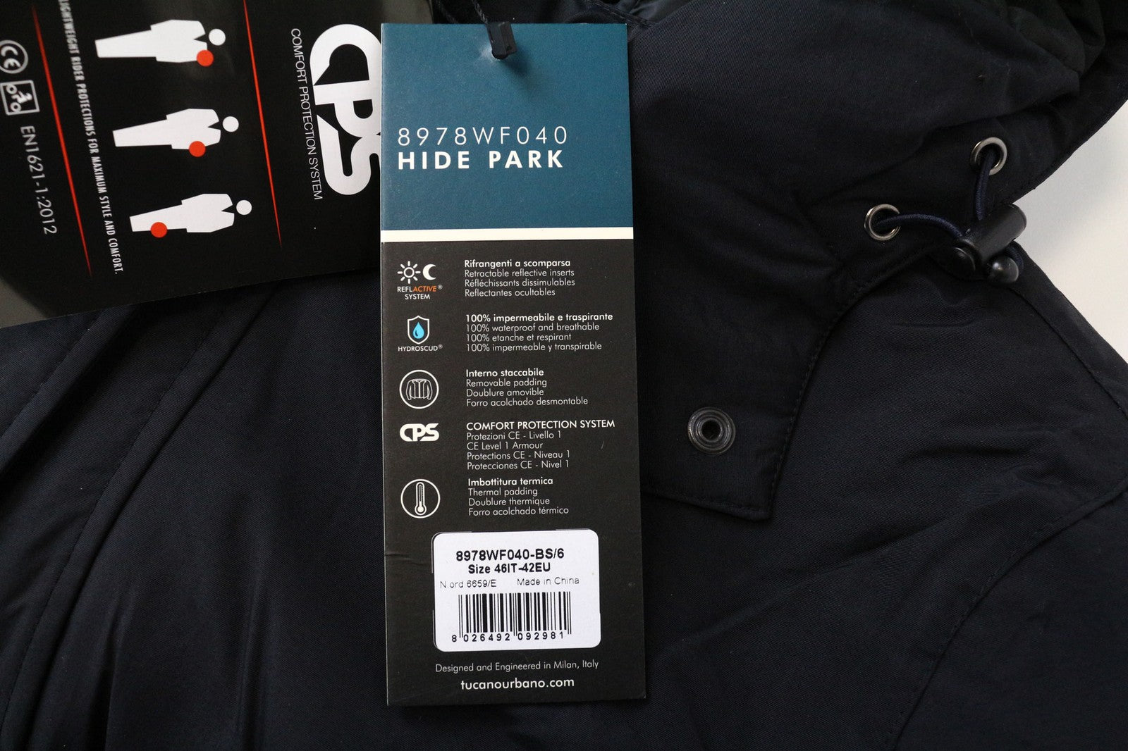 TUCANO URBANO Hide Park vyriška striukė EU42 juoda 2in1 vandeniui atspari nuimama pamušalo dalis 