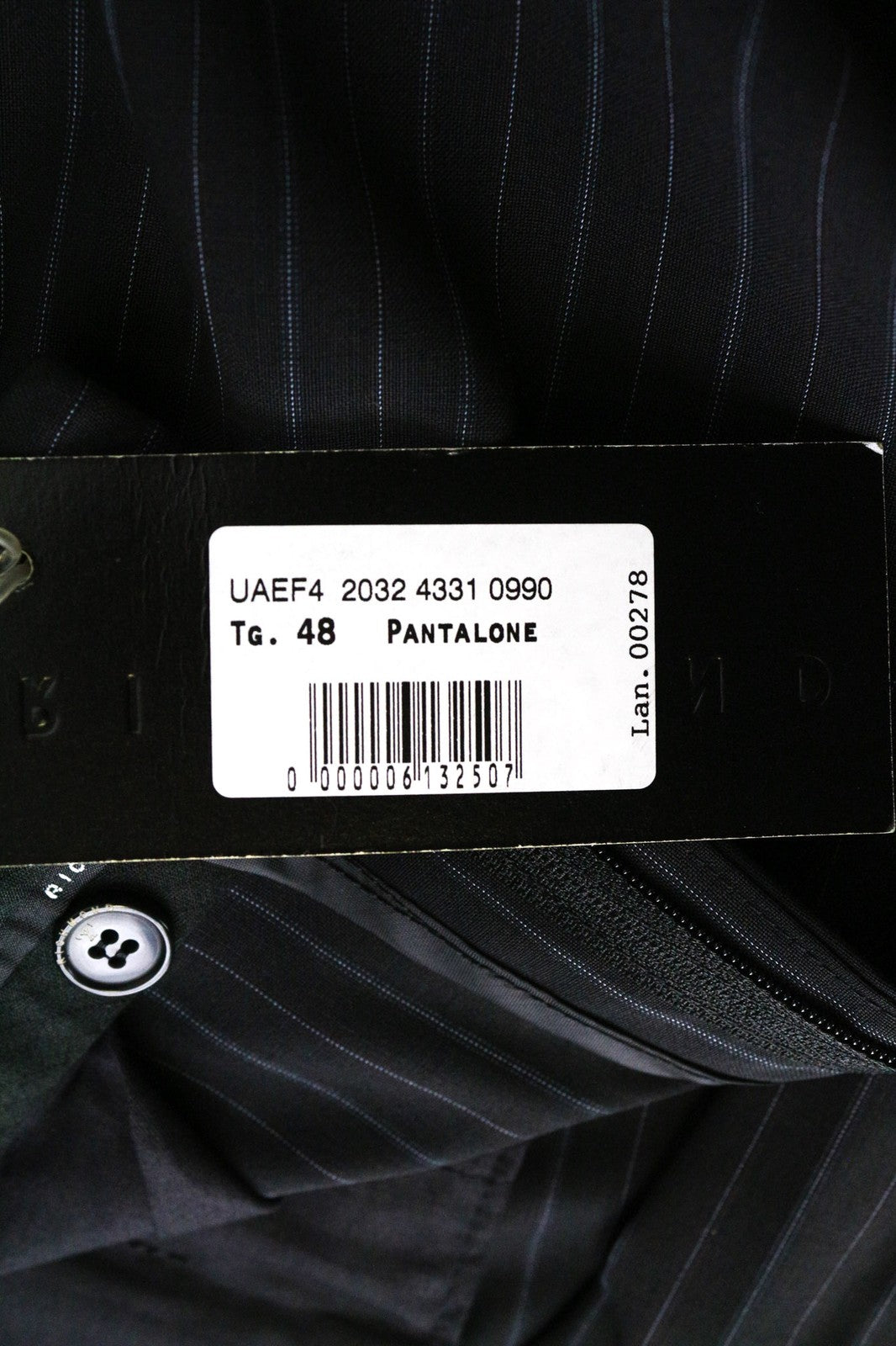 RICHMOND vyriškos kelnės 48 juodos vilnonės klostuotos oficialios kelnės su dryžuotu raštu 