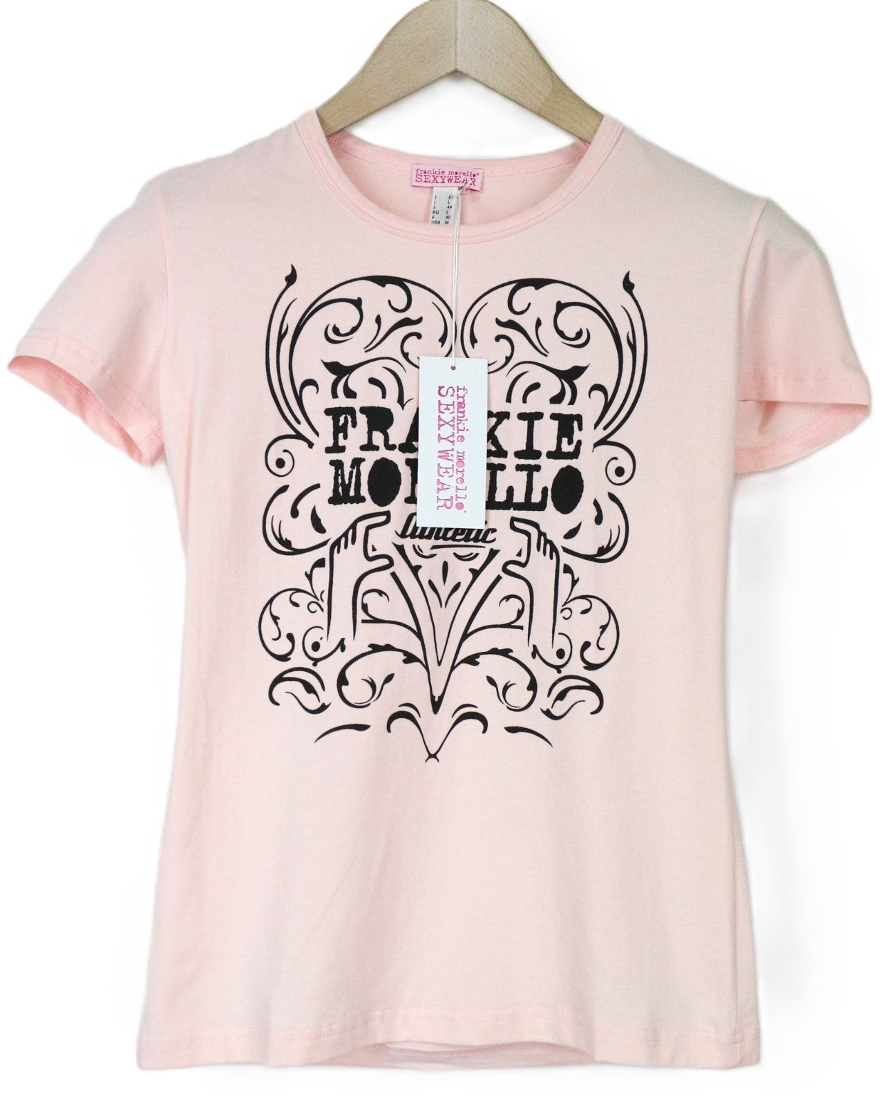 FRANKIE MORELLO Sexywear moteriški marškinėliai L dydžio rožiniai tamprūs medvilniniai trumpomis rankovėmis 