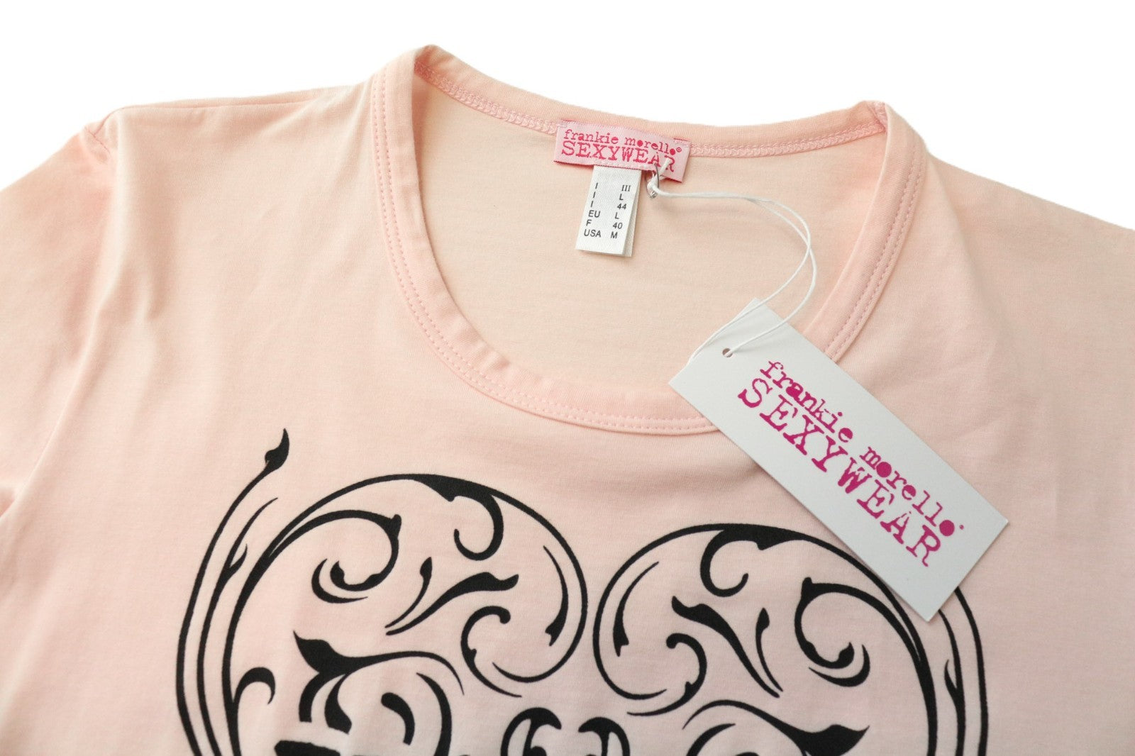 FRANKIE MORELLO Sexywear moteriški marškinėliai L dydžio rožiniai tamprūs medvilniniai trumpomis rankovėmis 