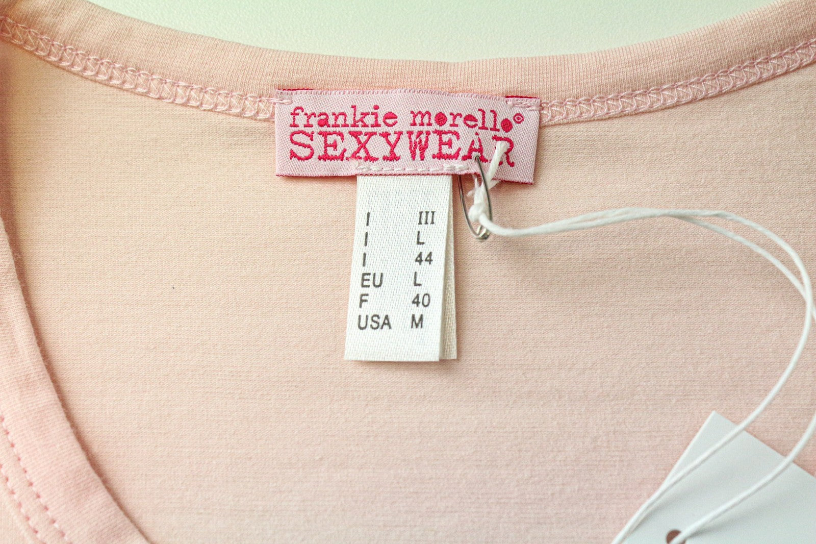 FRANKIE MORELLO Sexywear moteriški marškinėliai L dydžio rožiniai tamprūs medvilniniai trumpomis rankovėmis 