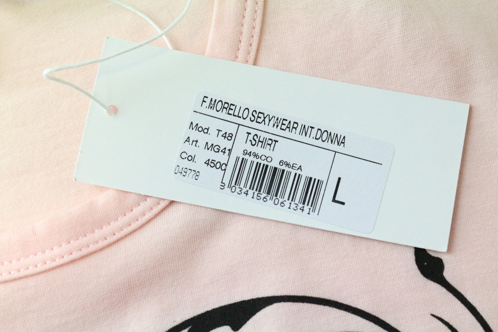 FRANKIE MORELLO Sexywear moteriški marškinėliai L dydžio rožiniai tamprūs medvilniniai trumpomis rankovėmis 