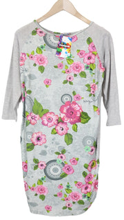 DESIGUAL Livingwear moteriška suknelė S pilka, tampri, mandalų raštais, gėlių raštais 