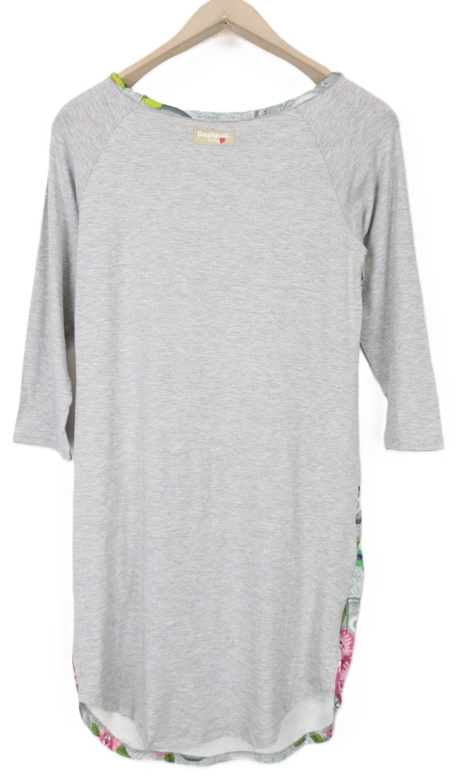 DESIGUAL Livingwear moteriška suknelė S pilka, tampri, mandalų raštais, gėlių raštais 