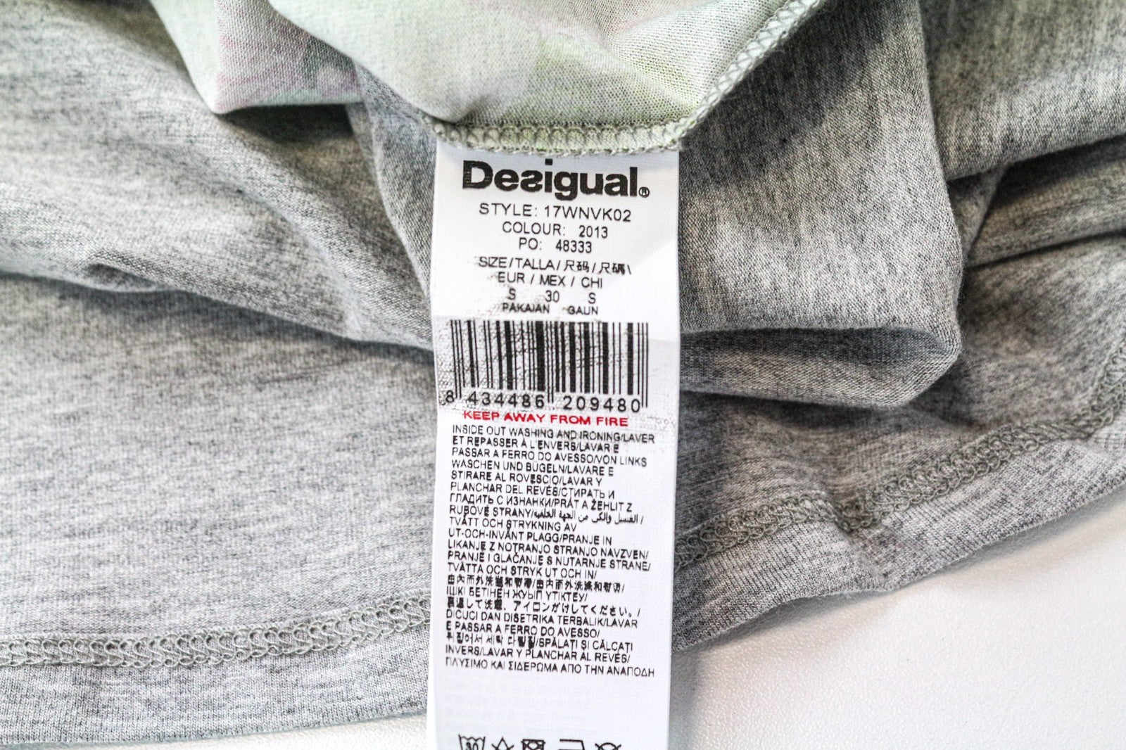 DESIGUAL Livingwear moteriška suknelė S pilka, tampri, mandalų raštais, gėlių raštais 