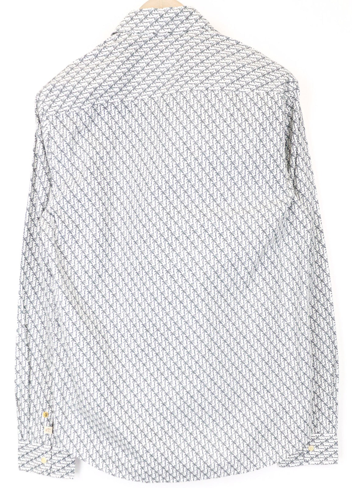 SCOTCH &amp; SODA Ams Couture vyriški marškinėliai M balti delnų rašto medvilniniai ilgomis rankovėmis 