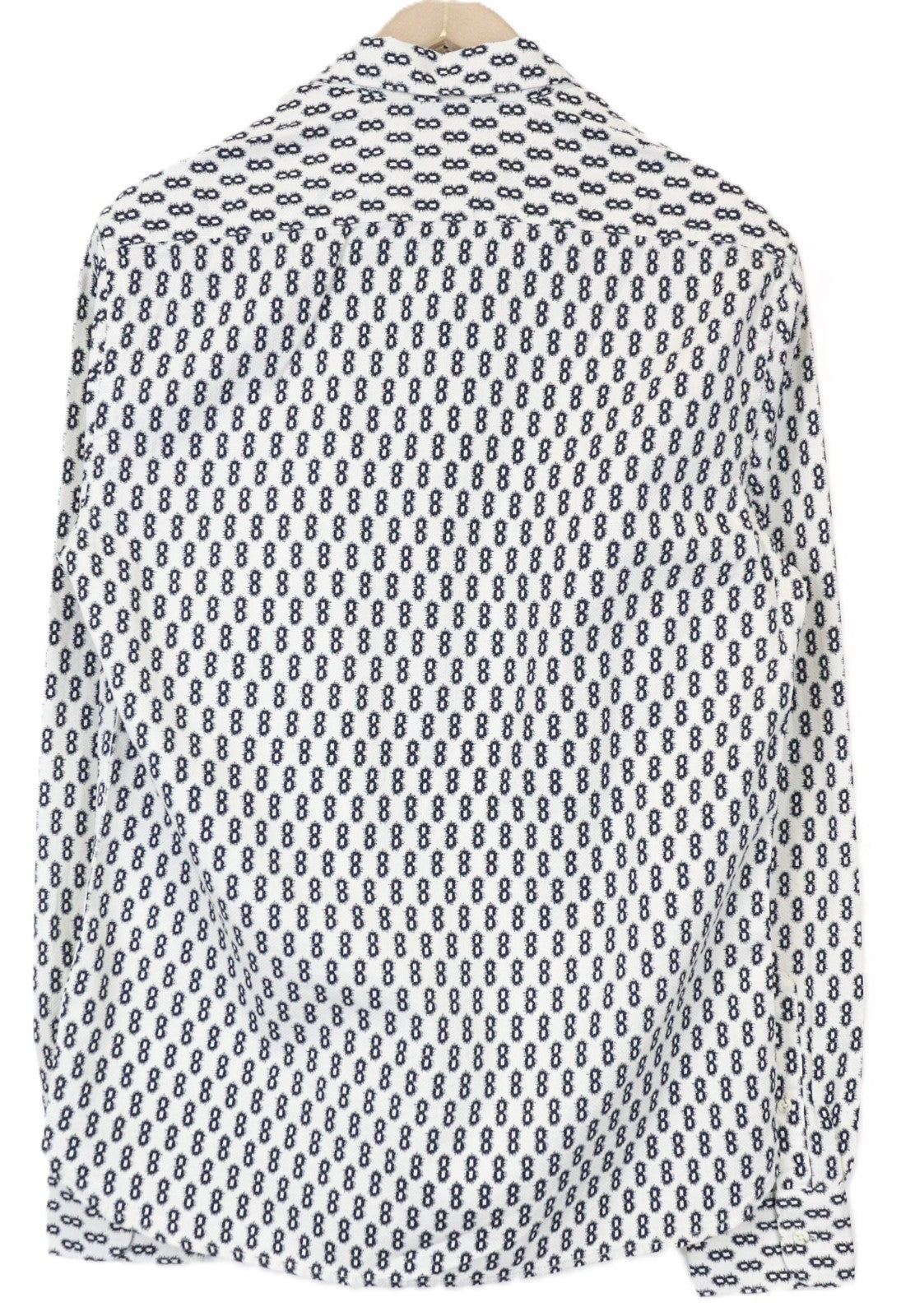 SCOTCH &amp; SODA Ams Couture vyriški marškinėliai M balti medvilniniai raštuoti ilgomis rankovėmis 