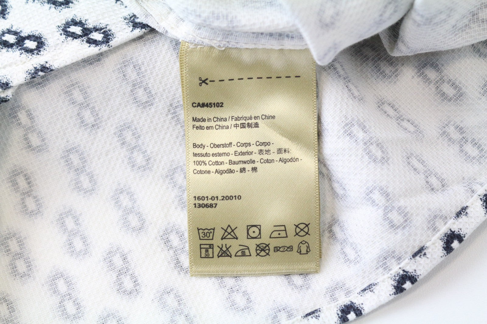 SCOTCH &amp; SODA Ams Couture vyriški marškinėliai M balti medvilniniai raštuoti ilgomis rankovėmis 