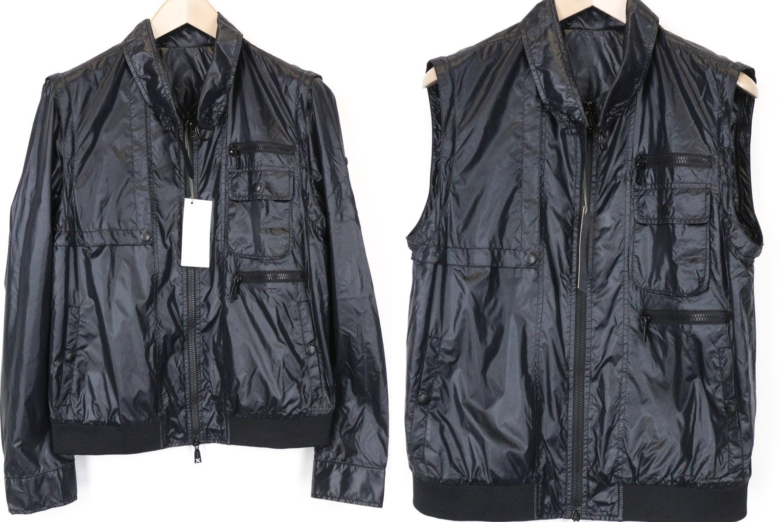 RICHMOND vyriška striukė 48 juoda 2in1 liemenė ilgomis rankovėmis užtrauktuku lengvas paltas 