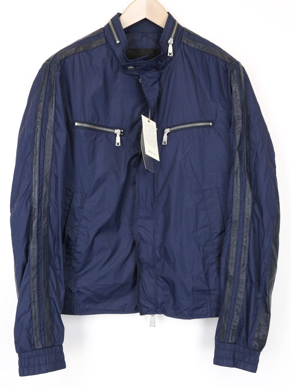 RICHMOND vyriška striukė 50 tamsiai mėlyna su užtrauktuku, vienaeilis, lengva, laisvalaikio stiliaus 