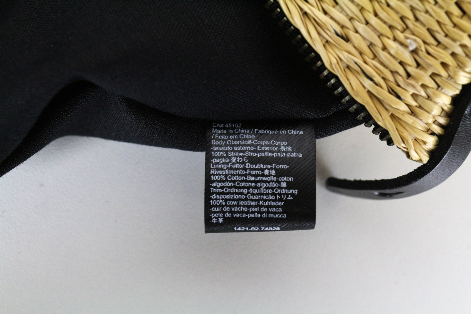 MAISON SCOTCH moteriškas krepšys OS rudos spalvos šiaudinis pintas per petį odinė rankena 