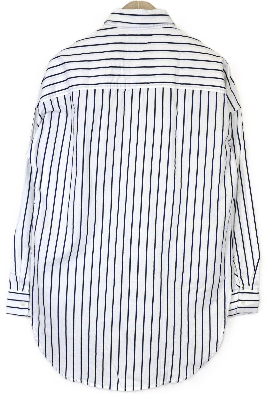 SCOTCH &amp; SODA vyriški marškinėliai M balti medvilniniai dryžuoti ilgomis rankovėmis asimetriški 