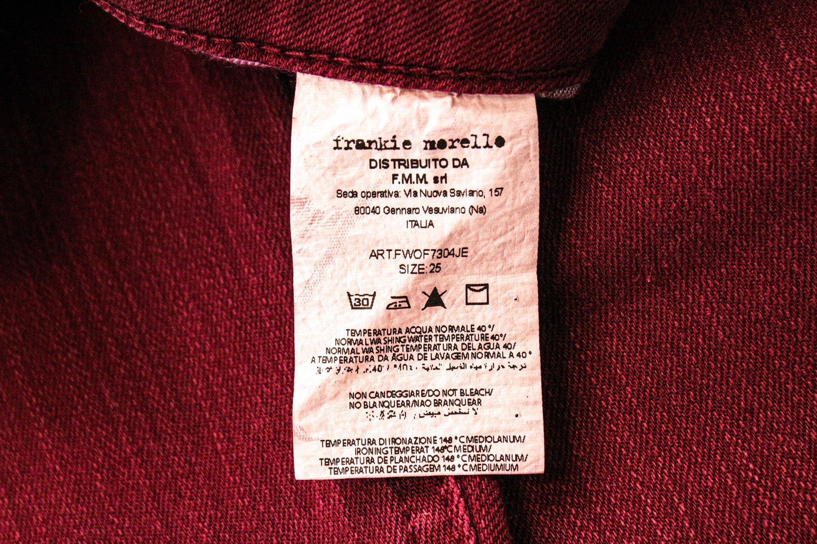 FRANKIE MORELLO moteriški džinsai W25 bordo raudoni aptempti tamprūs medvilniniai džinsai 