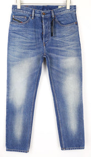 DIESEL D-Aygle 0076Y vyriški džinsai W29/L30 skalbtos medvilnės mėlynos siaurėjančios kelnės 