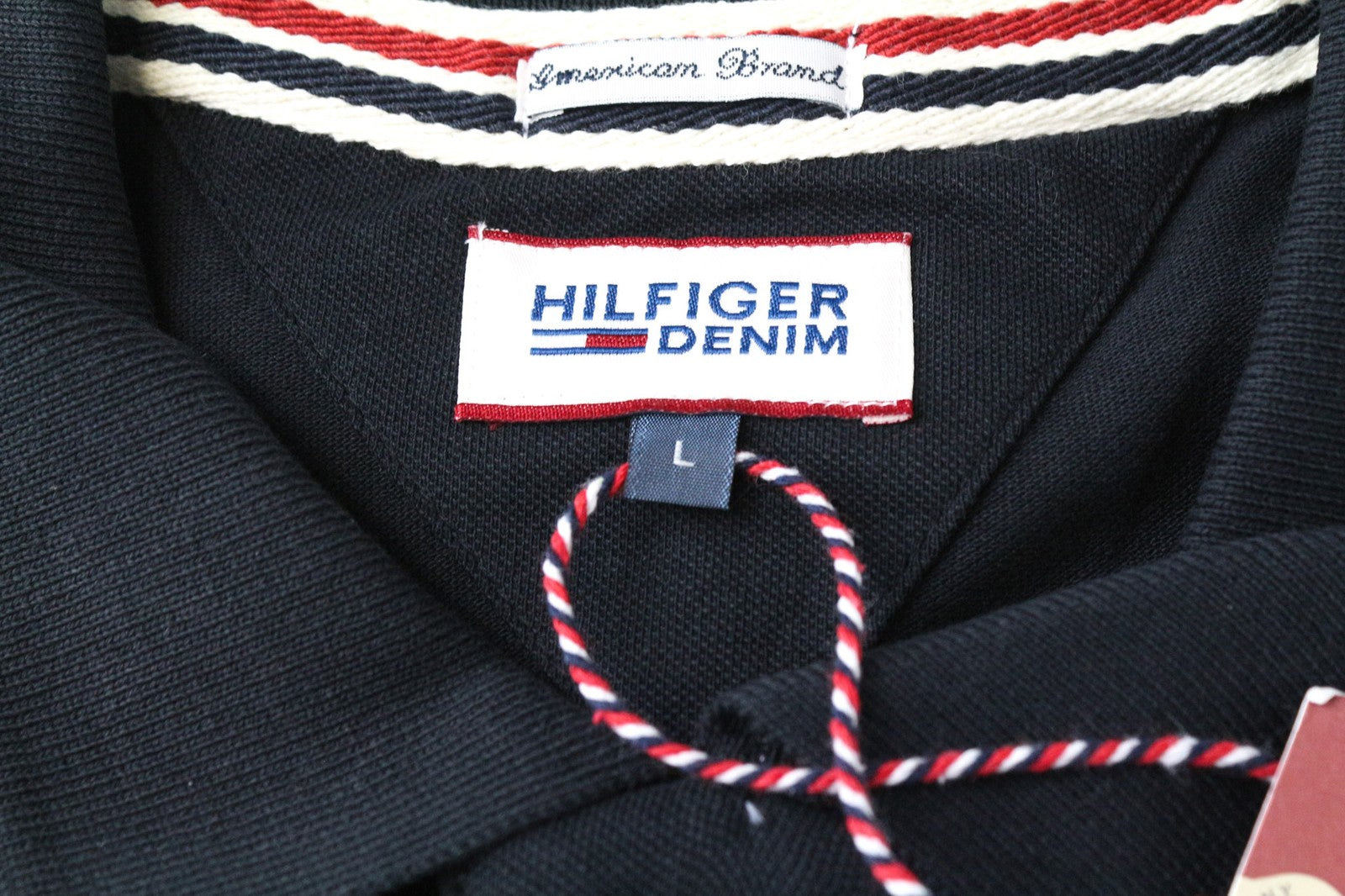 TOMMY HILFIGER DENIM Men's T-Shirt L Black Cotton Short Sleeve Polo Casual