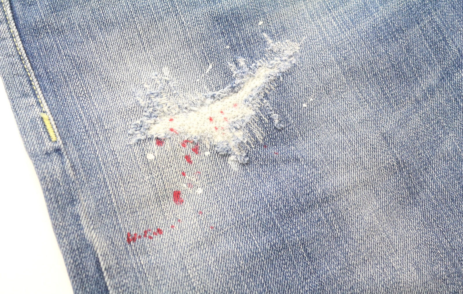 TAKESHY KUROSAWA vyriški džinsai W34 ploni mėlyni medvilniniai dažyti skalbti kelnės