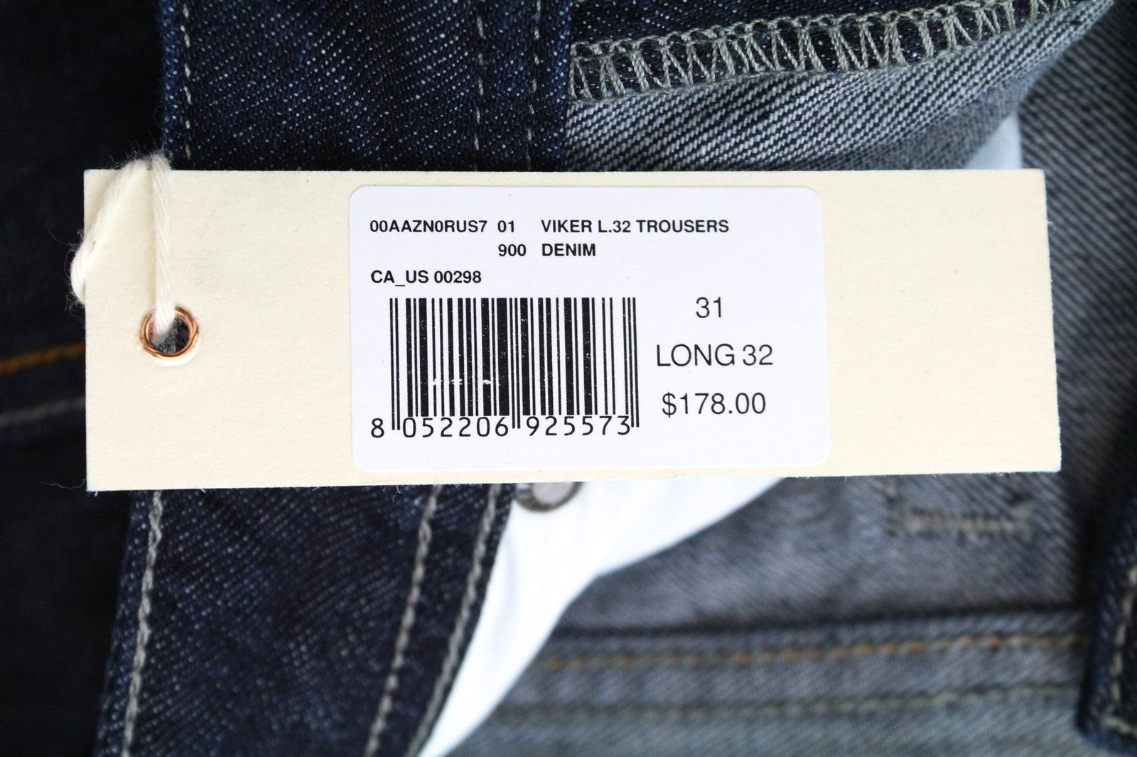 DIESEL Viker 0RUS7 vyriški džinsai W31/L32 Regular tiesūs tamsiai mėlyni medvilniniai džinsai 