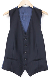 SUITSUPPLY Ferrara Men's Waistcoat UK38L Blue Wool Slim V-Neck Classic Fit