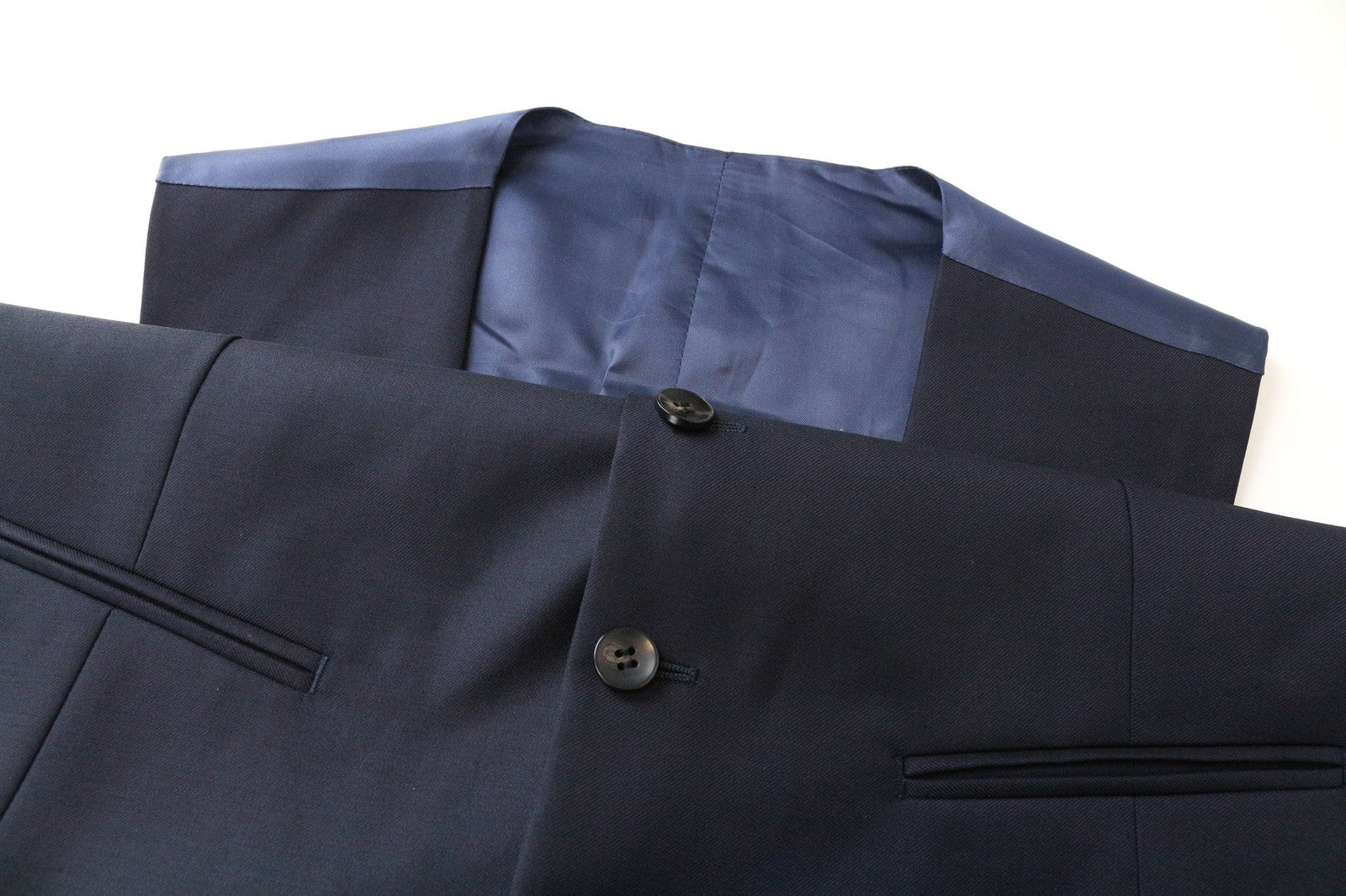 SUITSUPPLY Ferrara Men's Waistcoat UK38L Blue Wool Slim V-Neck Classic Fit