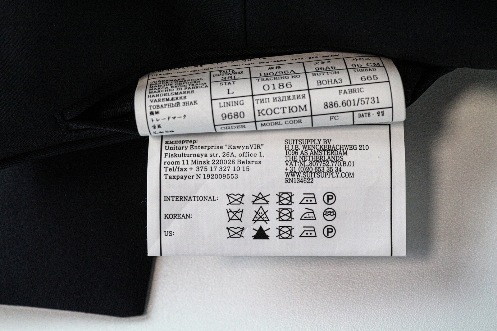 SUITSUPPLY Ferrara Men's Waistcoat UK38L Blue Wool Slim V-Neck Classic Fit