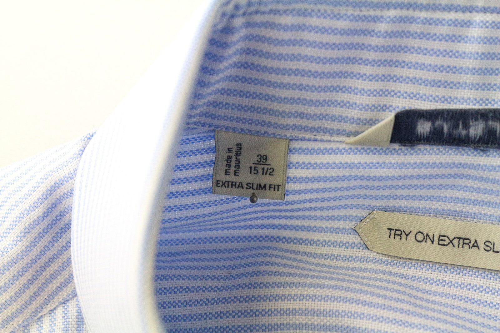 SUITSUPPLY Men's Formal Shirt 39/15.5 Blue Pure Cotton Extra Slim Striped