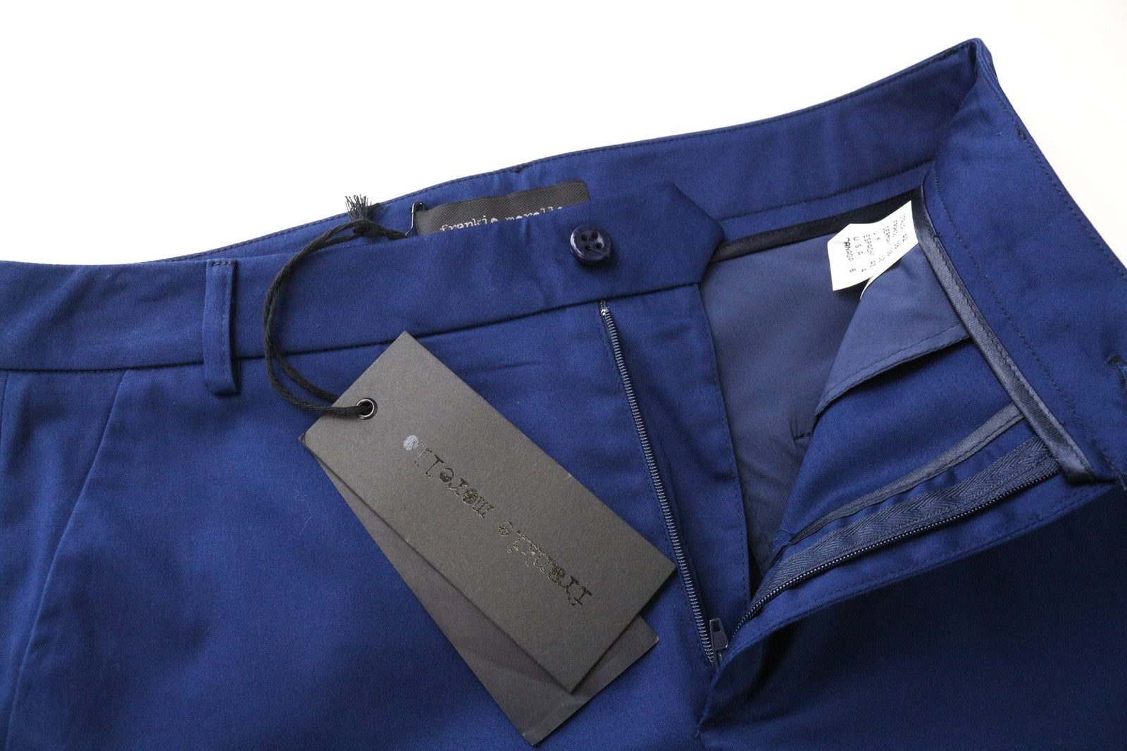 FRANKIE MORELLO Dorothee moteriškos kelnės UK10 mėlynos trumpintos platėjančios medvilnės 