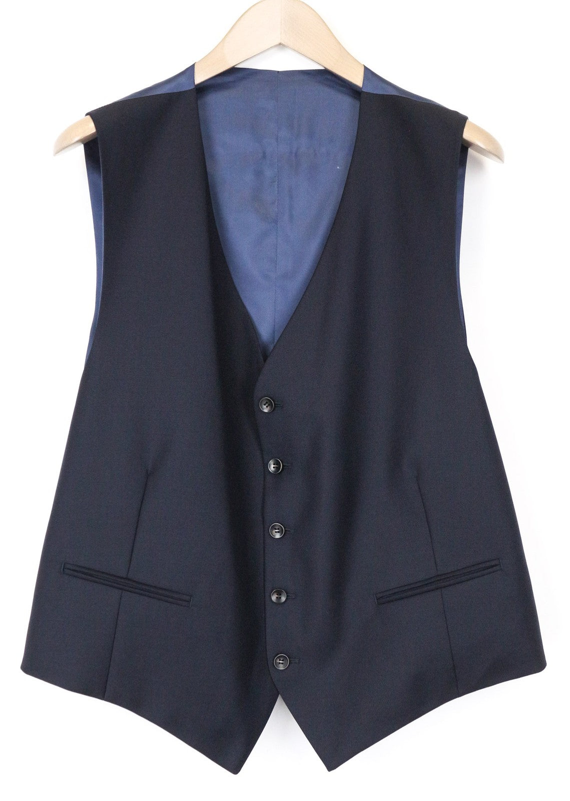 SUITSUPPLY Ferrara Men's Waistcoat UK48S Blue Pure Wool V-Neck Slim Formal Cut