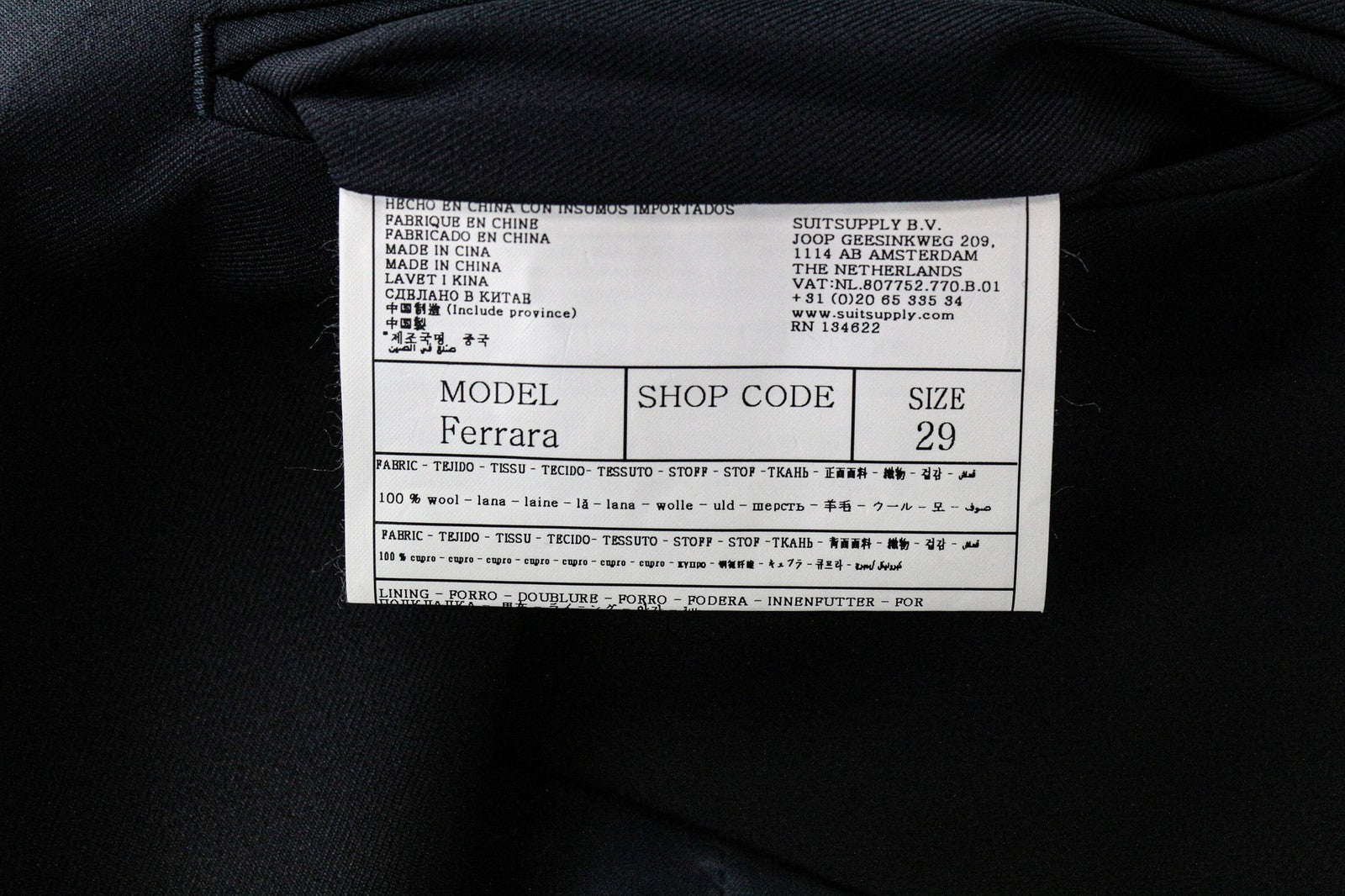 SUITSUPPLY Ferrara Men's Waistcoat UK48S Blue Pure Wool V-Neck Slim Formal Cut