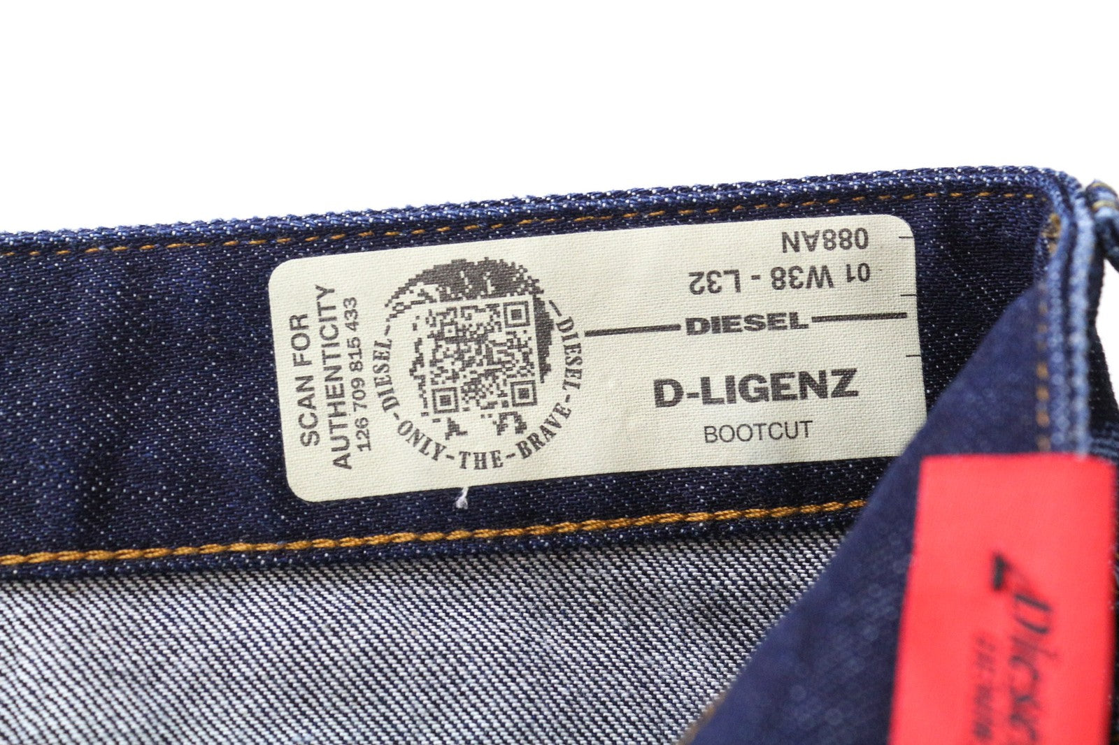 DIESEL D-Ligenz 088AN vyriški džinsai W38/L32 tamsiai mėlyni, skalbti, laisvo kirpimo, grynos medvilnės 