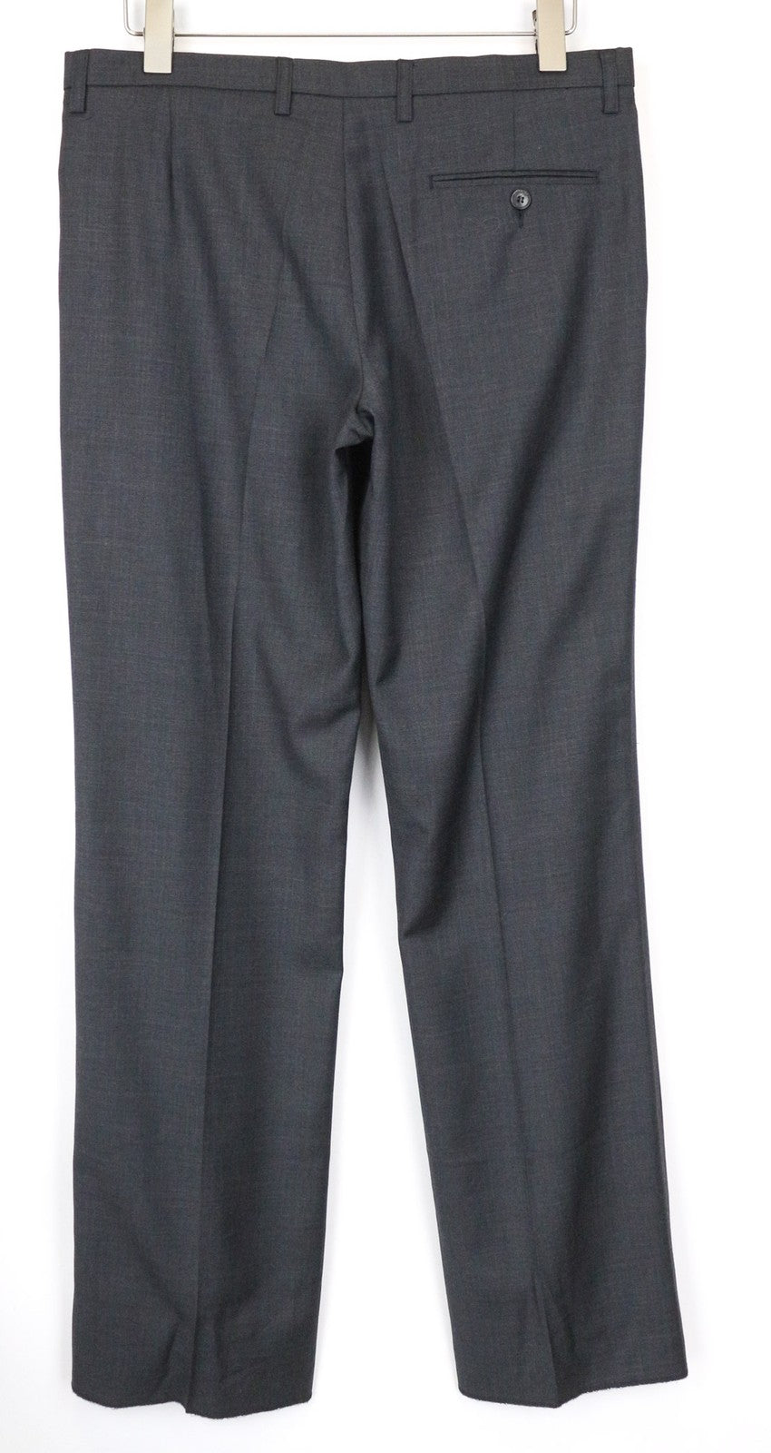 RICHMOND vyriškos IT48 pilkos vilnos mišinio melanžo dizainerio stiliaus plokščia priekine dalimi kelnės 