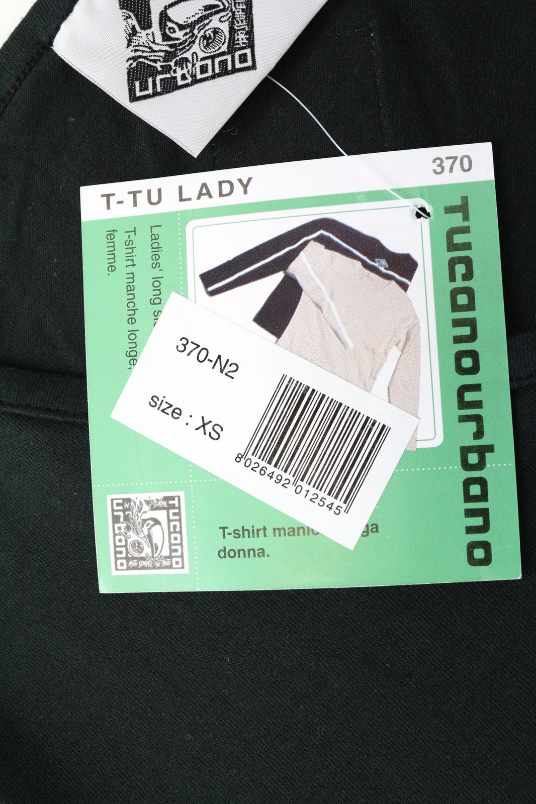 TUCANO URBANO T-TU moteriški marškinėliai su šviesą atspindinčia V formos iškirpte, juodi, XS dydžio 