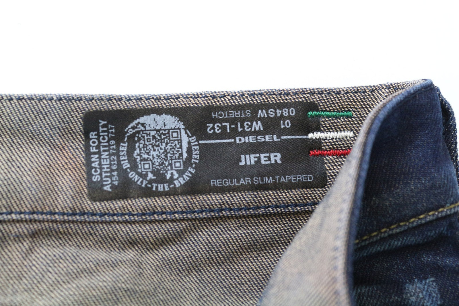 DIESEL Jifer 084SW vyriški džinsai W31/L32 mėlyni, ploni, siaurėjantys, tamprūs, dažyti, skalbti 