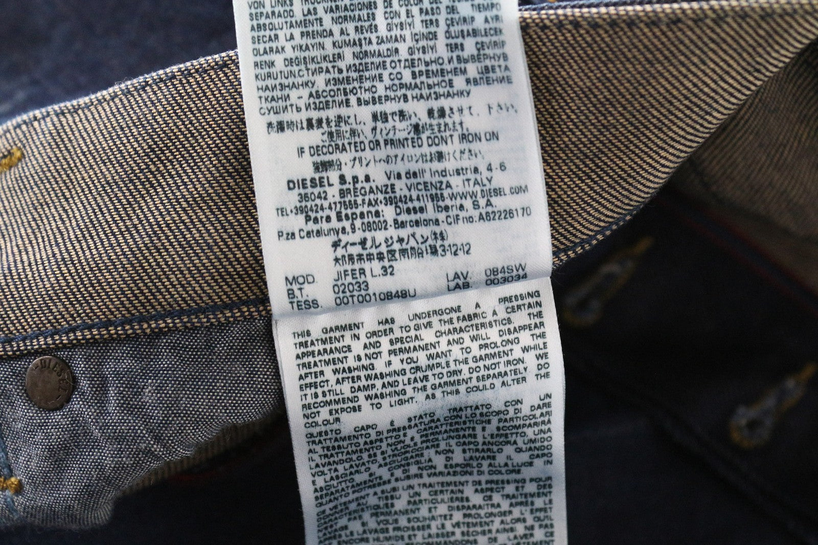 DIESEL Jifer 084SW vyriški džinsai W31/L32 mėlyni, ploni, siaurėjantys, tamprūs, dažyti, skalbti 