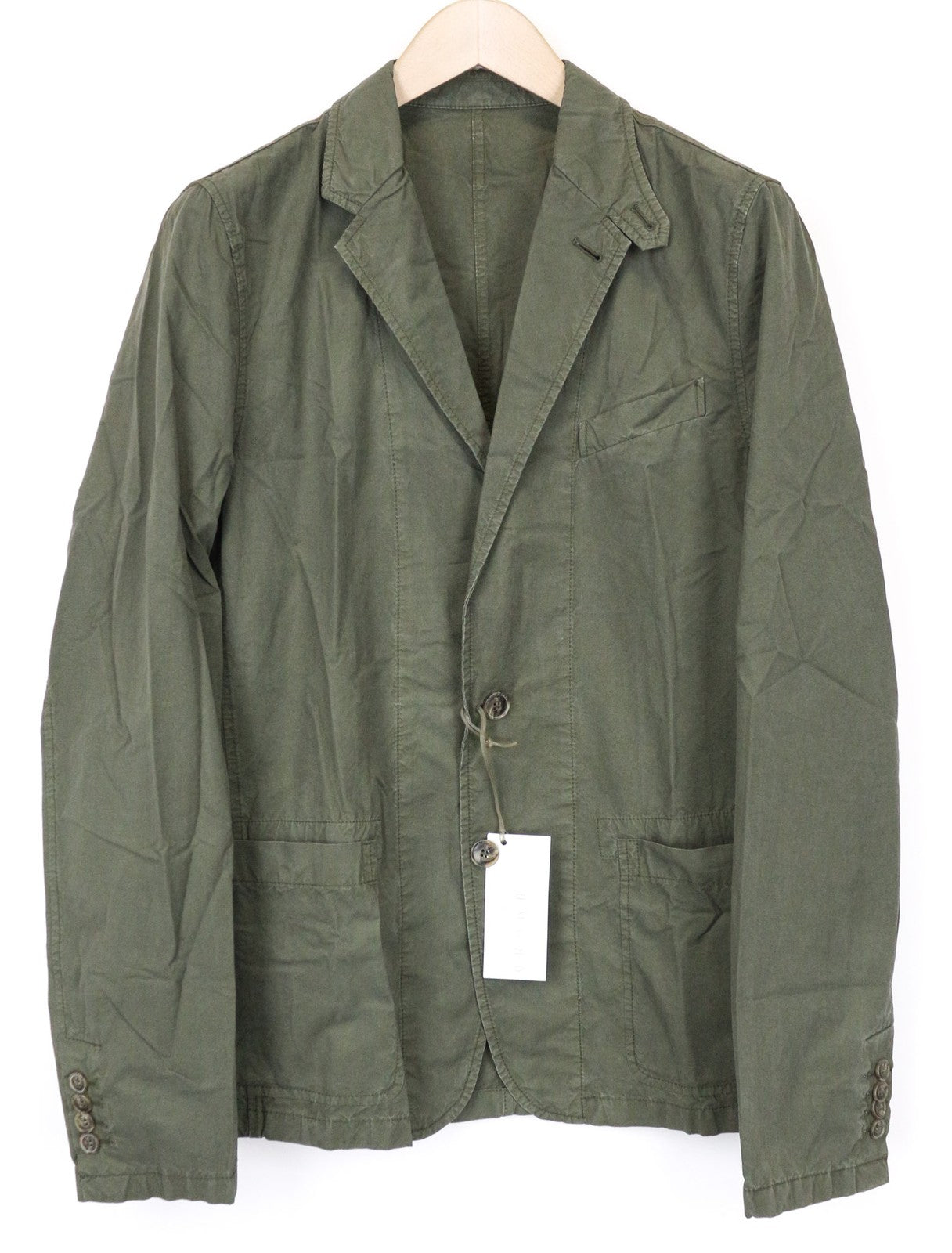 RICHMOND vyriškas IT48 žalias medvilninis dizainerio švarkas be pamušalo, klasikinis, su dviem sagomis 