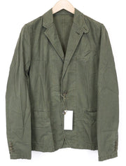 RICHMOND vyriškas IT48 žalias medvilninis dizainerio švarkas be pamušalo, klasikinis, su dviem sagomis 