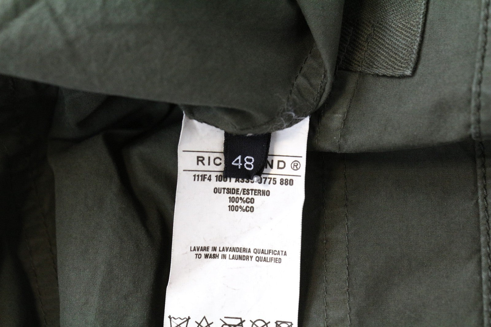 RICHMOND vyriškas IT48 žalias medvilninis dizainerio švarkas be pamušalo, klasikinis, su dviem sagomis 