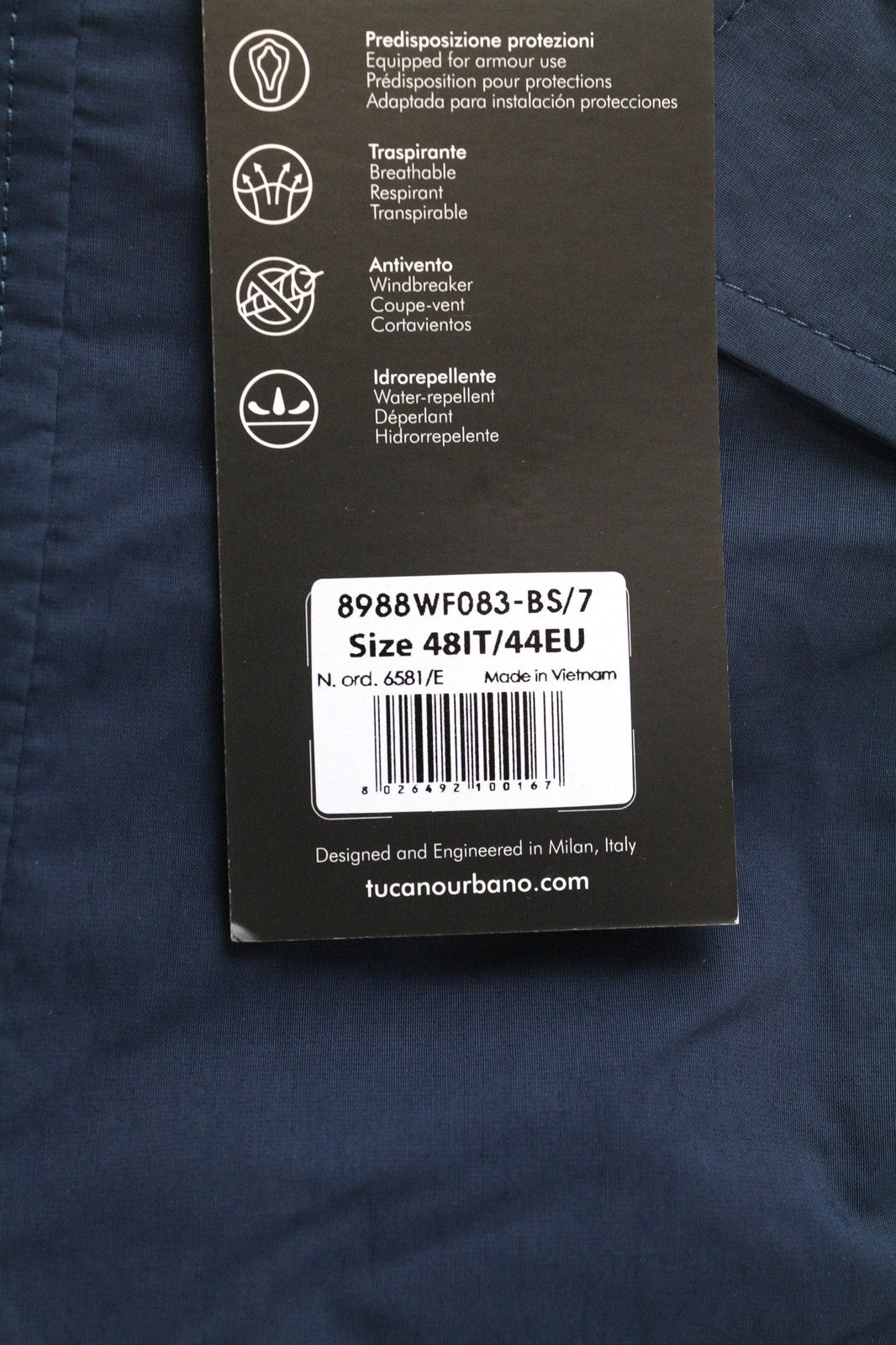 TUCANO URBANO Albertina moteriška striukė EU44 tamsiai mėlynos medvilnės mišinio moto vėjo striukė 