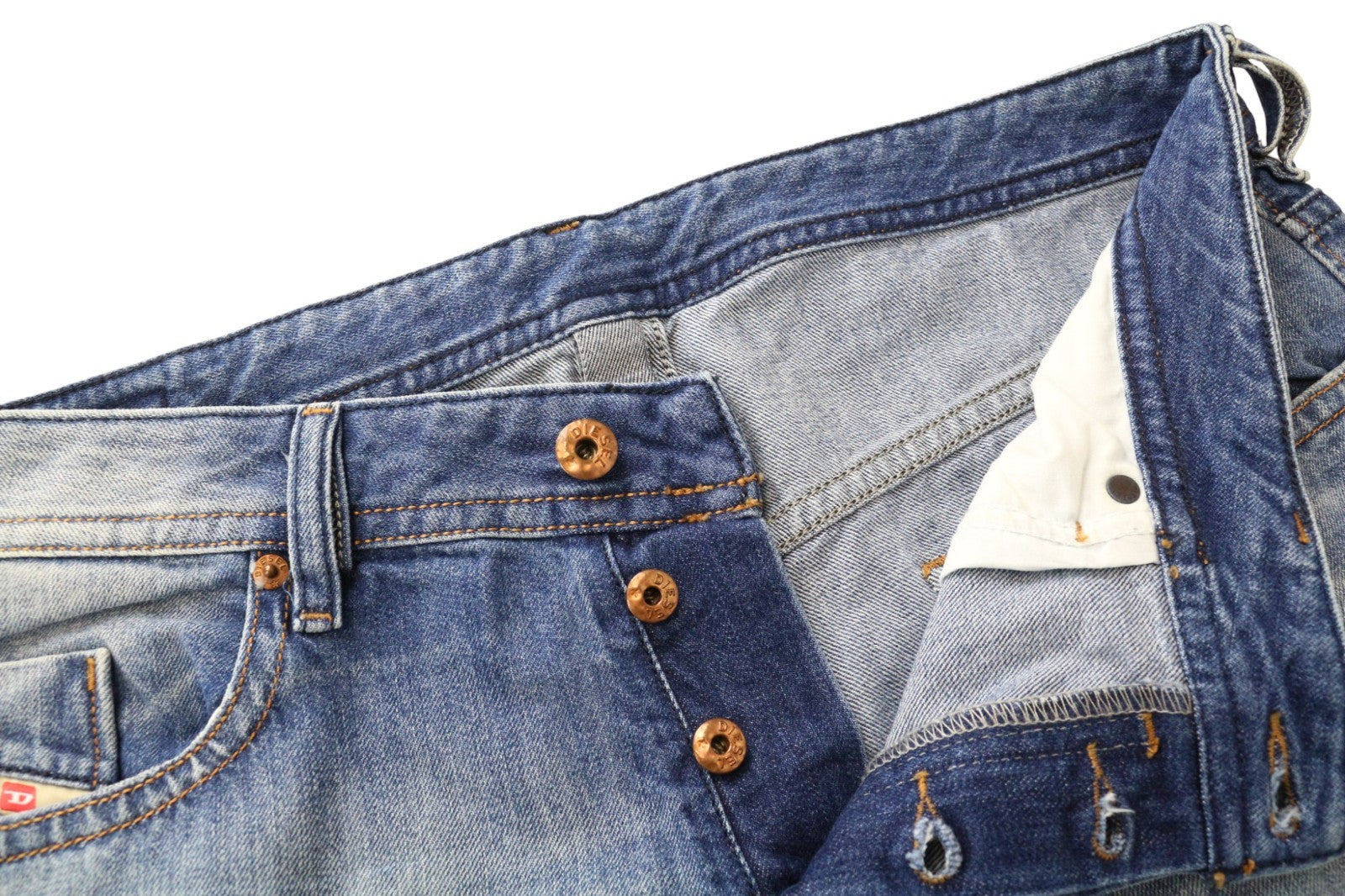 DIESEL Buster R95T8 Men's Jeans W34/L34 Blue Taper Slim Non-Stretch Distressed