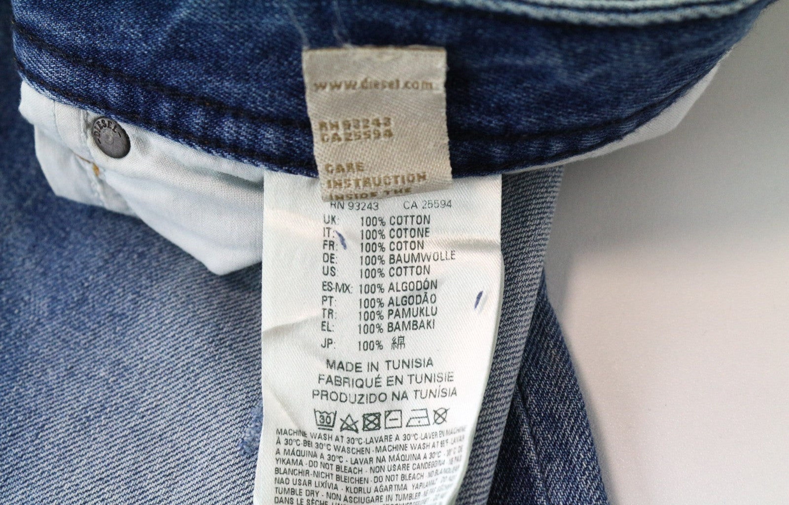 DIESEL Buster R95T8 Men's Jeans W34/L34 Blue Taper Slim Non-Stretch Distressed